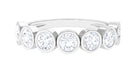 Round Moissanite Half Eternity Ring in Bezel Setting Moissanite - ( D-VS1 ) - Color and Clarity - Rosec Jewels