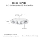 Classic Moissanite Three Row Wedding Band Ring Moissanite - ( D-VS1 ) - Color and Clarity - Rosec Jewels