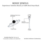 Prong Set Black Onyx and Beaded Diamond Promise Ring Black Onyx - ( AAA ) - Quality - Rosec Jewels