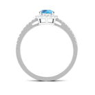 1 CT Swiss Blue Topaz Solitaire Ring with Diamond Accents Swiss Blue Topaz - ( AAA ) - Quality - Rosec Jewels