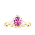 0.75 CT Pear Cut Pink Tourmaline Ring with Diamond Pink Tourmaline - ( AAA ) - Quality - Rosec Jewels