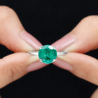 Simple Round Lab Grown Emerald Solitaire Engagement Ring Lab Created Emerald - ( AAAA ) - Quality - Rosec Jewels