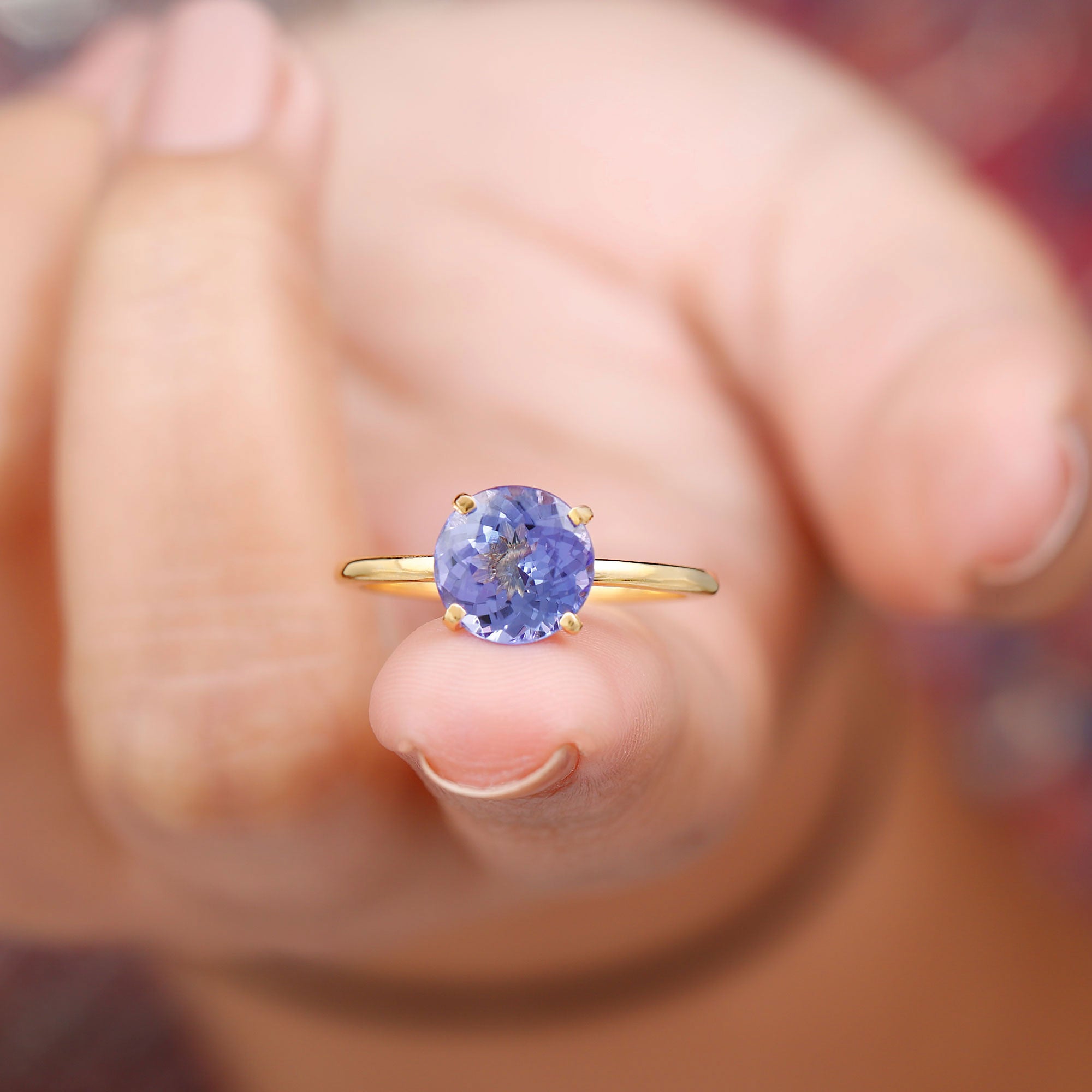 Round Tanzanite Solitaire Engagement Ring Tanzanite - ( AAA ) - Quality - Rosec Jewels