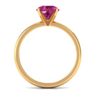 Round Pink Tourmaline Solitaire Ring in Peg Head Setting Pink Tourmaline - ( AAA ) - Quality - Rosec Jewels