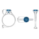 London Blue Topaz Solitaire Ring with Diamond Accent London Blue Topaz - ( AAA ) - Quality - Rosec Jewels