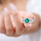 Split Shank Created Emerald Solitaire Wedding Ring Set with Moissanite Lab Created Emerald - ( AAAA ) - Quality - Rosec Jewels