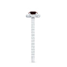 Round Garnet Minimal Engagement Ring with Diamond Garnet - ( AAA ) - Quality - Rosec Jewels