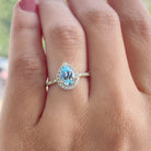 1.5 CT Sky Blue Topaz Teardrop Engagement Ring with Diamond Halo Sky Blue Topaz - ( AAA ) - Quality - Rosec Jewels