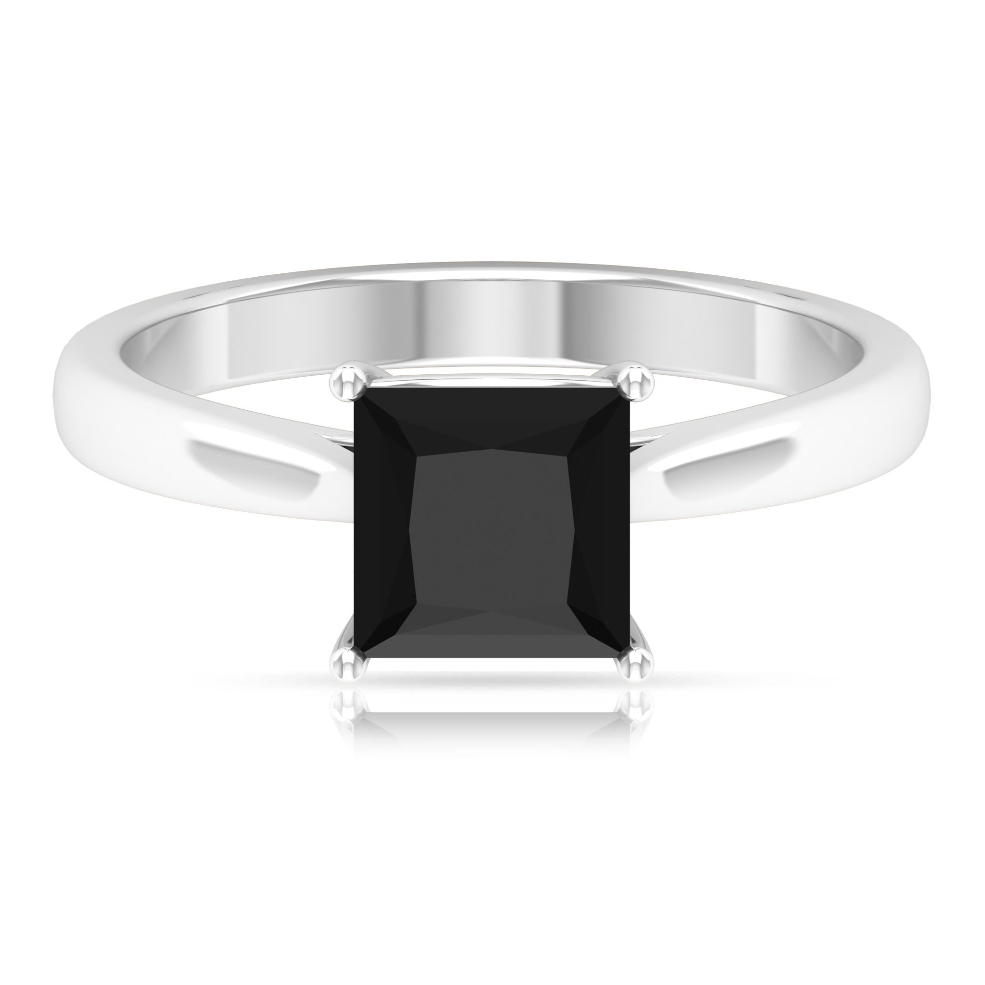 1.25 CT Lab Created Black Diamond Solitaire Ring with Diamond Lab Created Black Diamond - ( AAAA ) - Quality - Rosec Jewels