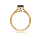 1.25 CT Lab Created Black Diamond Solitaire Ring with Diamond Lab Created Black Diamond - ( AAAA ) - Quality - Rosec Jewels