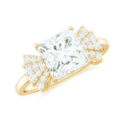 Princess Cut Moissanite Solitaire Designer Engagement Ring in Gold Moissanite - ( D-VS1 ) - Color and Clarity - Rosec Jewels