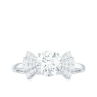 Round Shape Moissanite Solitaire Designer Engagement Ring in Gold Moissanite - ( D-VS1 ) - Color and Clarity - Rosec Jewels