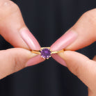 Real Amethyst Solitaire Ring in Lotus Basket Setting Amethyst - ( AAA ) - Quality - Rosec Jewels