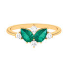 Pear Shape Emerald and Diamond Cluster Promise Ring Emerald - ( AAA ) - Quality - Rosec Jewels