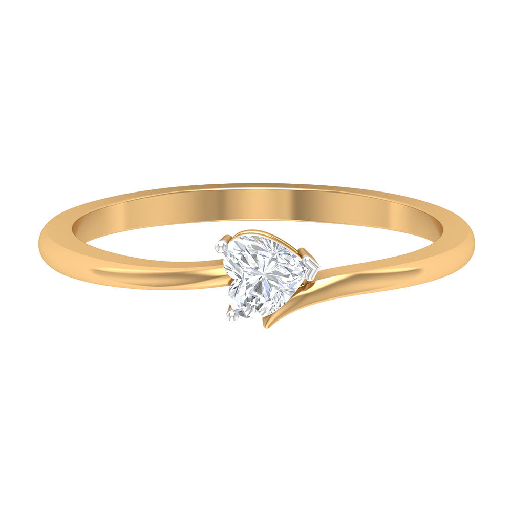 Certified Moissanite Heart Promise Ring Moissanite - ( D-VS1 ) - Color and Clarity - Rosec Jewels