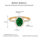 Oval Cut Created Emerald Classic Halo Engagement Ring with Diamond Lab Created Emerald - ( AAAA ) - Quality - Rosec Jewels