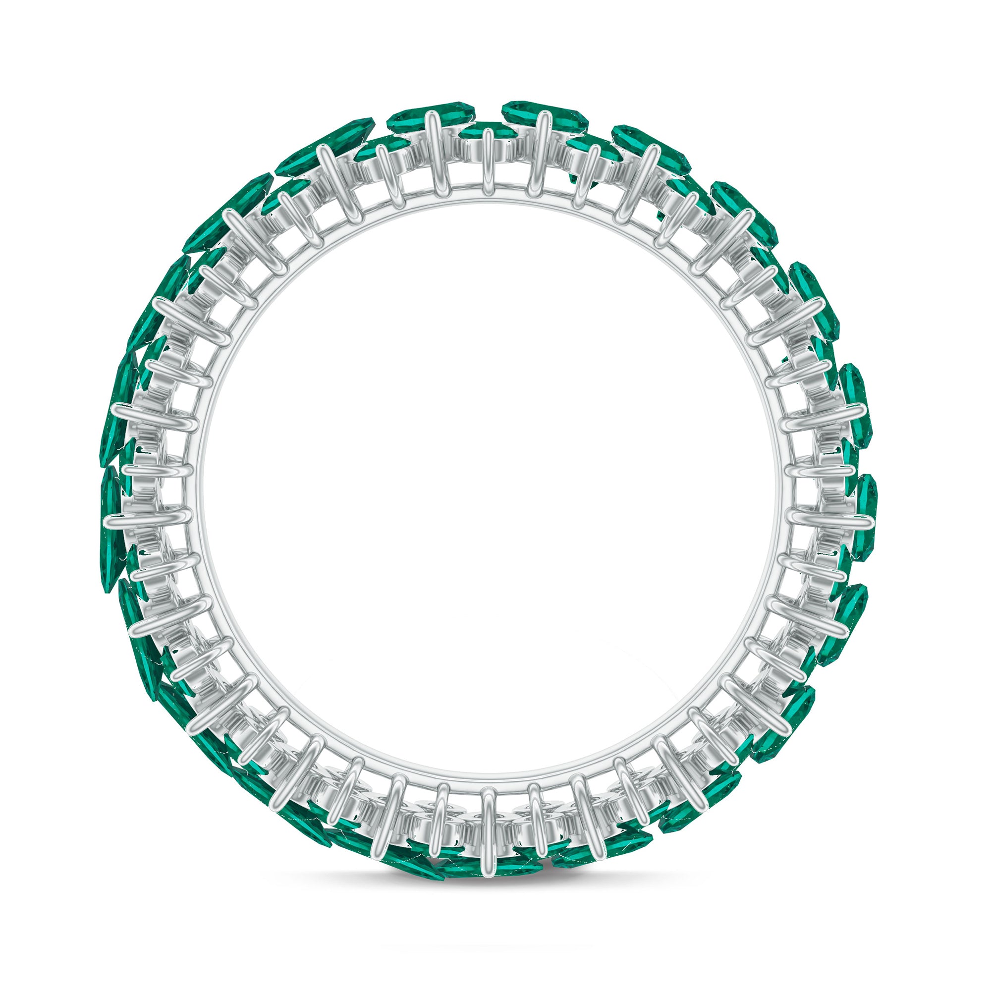 3 CT Prong Set Lab-Created Emerald Full Eternity Band Ring Lab Created Emerald - ( AAAA ) - Quality - Rosec Jewels