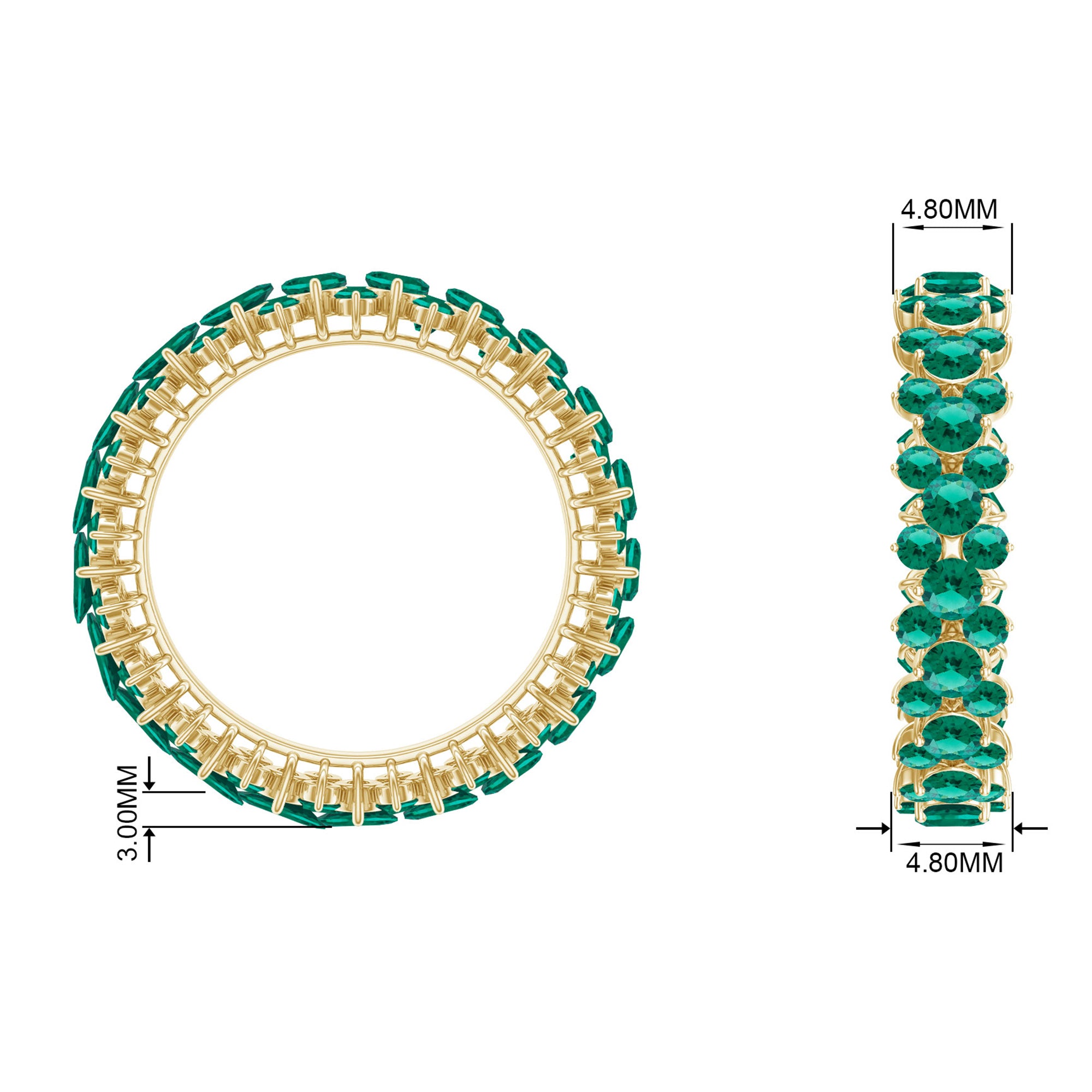 3 CT Prong Set Lab-Created Emerald Full Eternity Band Ring Lab Created Emerald - ( AAAA ) - Quality - Rosec Jewels