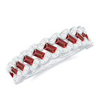 Baguette Created Ruby Braided Eternity Band Ring with Diamond Lab Created Ruby - ( AAAA ) - Quality - Rosec Jewels