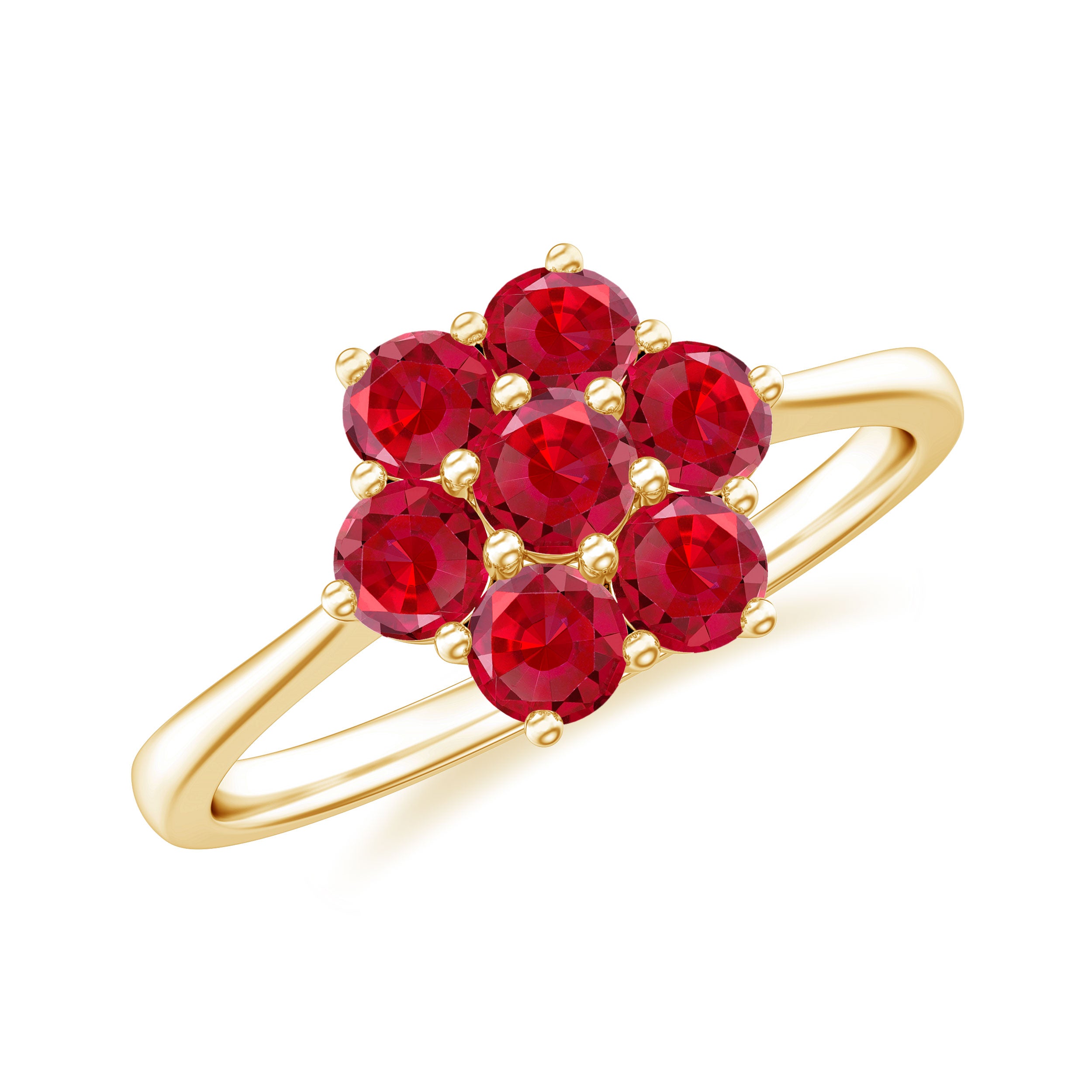 1 CT Round Cut Lab Created Ruby Cluster Ring Lab Created Ruby - ( AAAA ) - Quality - Rosec Jewels