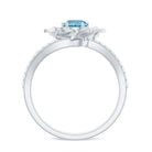 Swiss Blue Topaz and Diamond Flower Engagement Ring with Bypass Shank Swiss Blue Topaz - ( AAA ) - Quality - Rosec Jewels