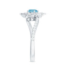 Swiss Blue Topaz and Diamond Flower Engagement Ring with Bypass Shank Swiss Blue Topaz - ( AAA ) - Quality - Rosec Jewels