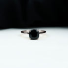 8 MM Cushion Cut Black Spinel Ring with Surprise Diamond Black Spinel - ( AAA ) - Quality - Rosec Jewels