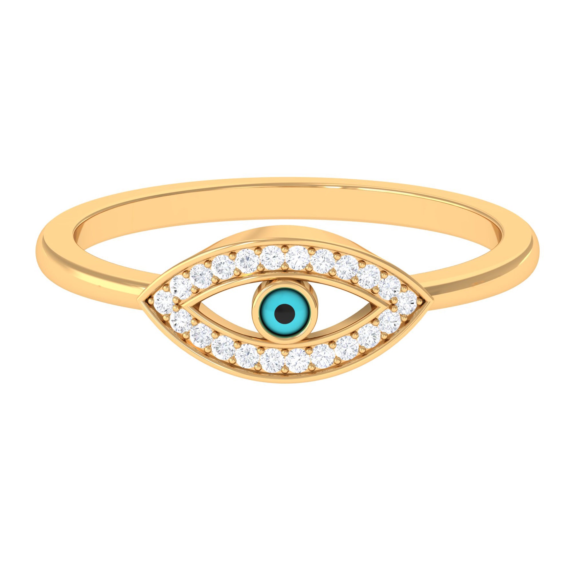 Moissanite Evil Eye Ring with Enamel Moissanite - ( D-VS1 ) - Color and Clarity - Rosec Jewels