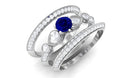 Real Blue Sapphire and Diamond Bridal Ring Set with Beaded Details Blue Sapphire - ( AAA ) - Quality - Rosec Jewels