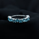 1.75 CT Heart Shape London Blue Topaz Half Eternity Band Ring in Prong Setting for Women London Blue Topaz - ( AAA ) - Quality - Rosec Jewels