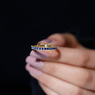 Lab Grown Blue Sapphire Simple Stackable Ring Lab Created Blue Sapphire - ( AAAA ) - Quality - Rosec Jewels