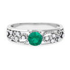 Solitaire Emerald and Diamond Vintage Band Ring Emerald - ( AAA ) - Quality - Rosec Jewels