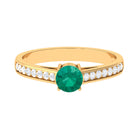 1 CT Classic Emerald and Diamond Ring Emerald - ( AAA ) - Quality - Rosec Jewels