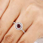 Vintage Style Bezel Set Garnet Solitaire Ring Garnet - ( AAA ) - Quality - Rosec Jewels