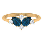 2 CT Pear Shape London Blue Topaz and Diamond Cluster Promise Ring London Blue Topaz - ( AAA ) - Quality - Rosec Jewels