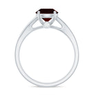 Split Shank Garnet Solitaire Engagement Ring with Diamond Garnet - ( AAA ) - Quality - Rosec Jewels