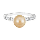 Golden South Sea Pearl Engagement Ring with Diamond South Sea Pearl - ( AAA ) - Quality - Rosec Jewels