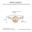 Golden South Sea Pearl Engagement Ring with Diamond South Sea Pearl - ( AAA ) - Quality - Rosec Jewels