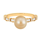 Golden South Sea Pearl Engagement Ring with Diamond South Sea Pearl - ( AAA ) - Quality - Rosec Jewels