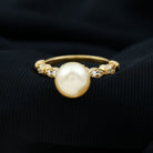 Golden South Sea Pearl Engagement Ring with Diamond South Sea Pearl - ( AAA ) - Quality - Rosec Jewels