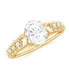 Oval Cut Certified Moissanite Gold Solitaire Engagement Ring Moissanite - ( D-VS1 ) - Color and Clarity - Rosec Jewels