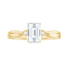 Emerald Cut Moissanite Simple Solitaire Engagement Ring for Girlfriend Moissanite - ( D-VS1 ) - Color and Clarity - Rosec Jewels