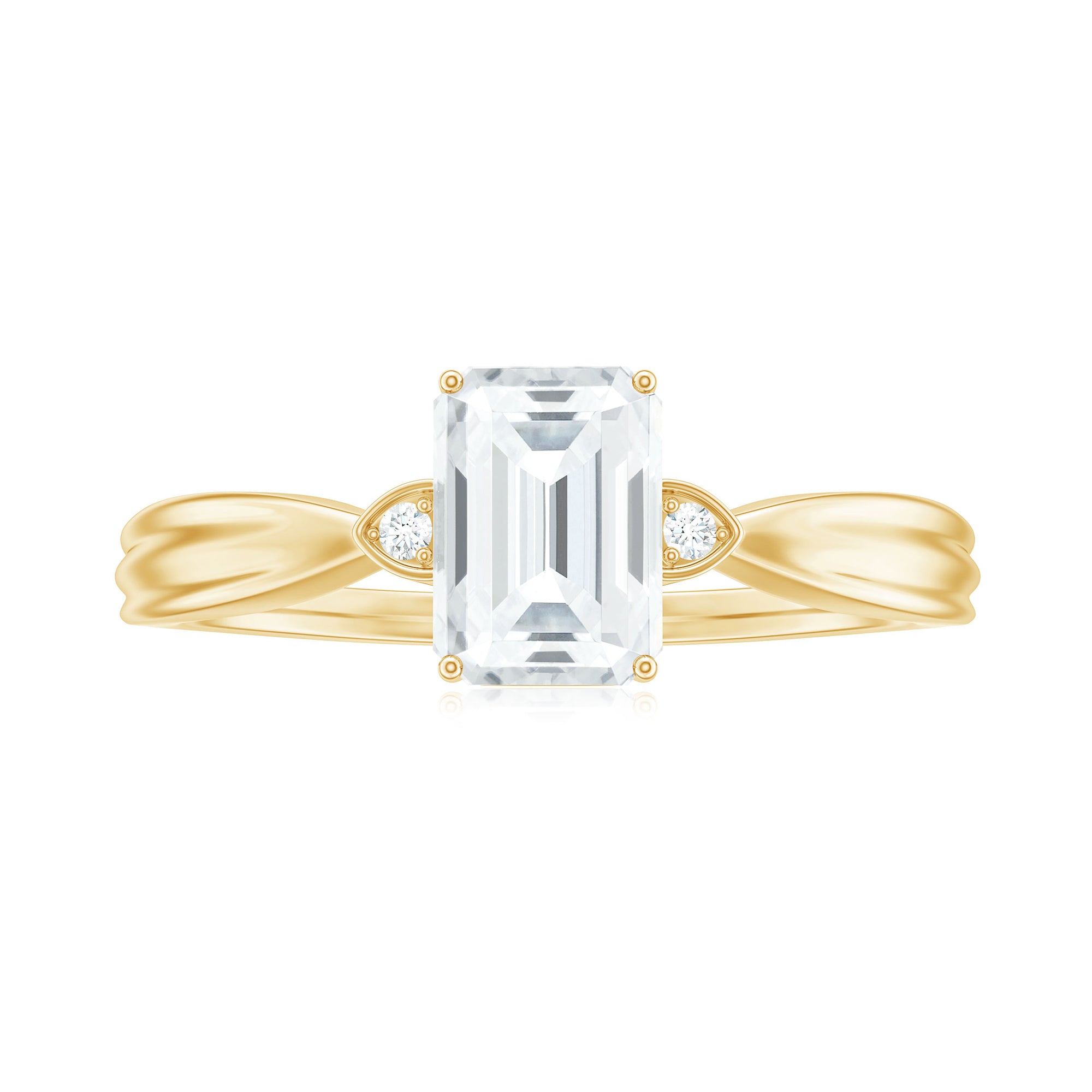 Emerald Cut Moissanite Simple Solitaire Engagement Ring for Girlfriend Moissanite - ( D-VS1 ) - Color and Clarity - Rosec Jewels