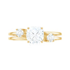 Cushion Cut Moissanite Double Band Promise Ring in Gold Moissanite - ( D-VS1 ) - Color and Clarity - Rosec Jewels