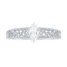 Marquise Cut Solitaire Moissanite Filigree Gold Engagement Ring Moissanite - ( D-VS1 ) - Color and Clarity - Rosec Jewels