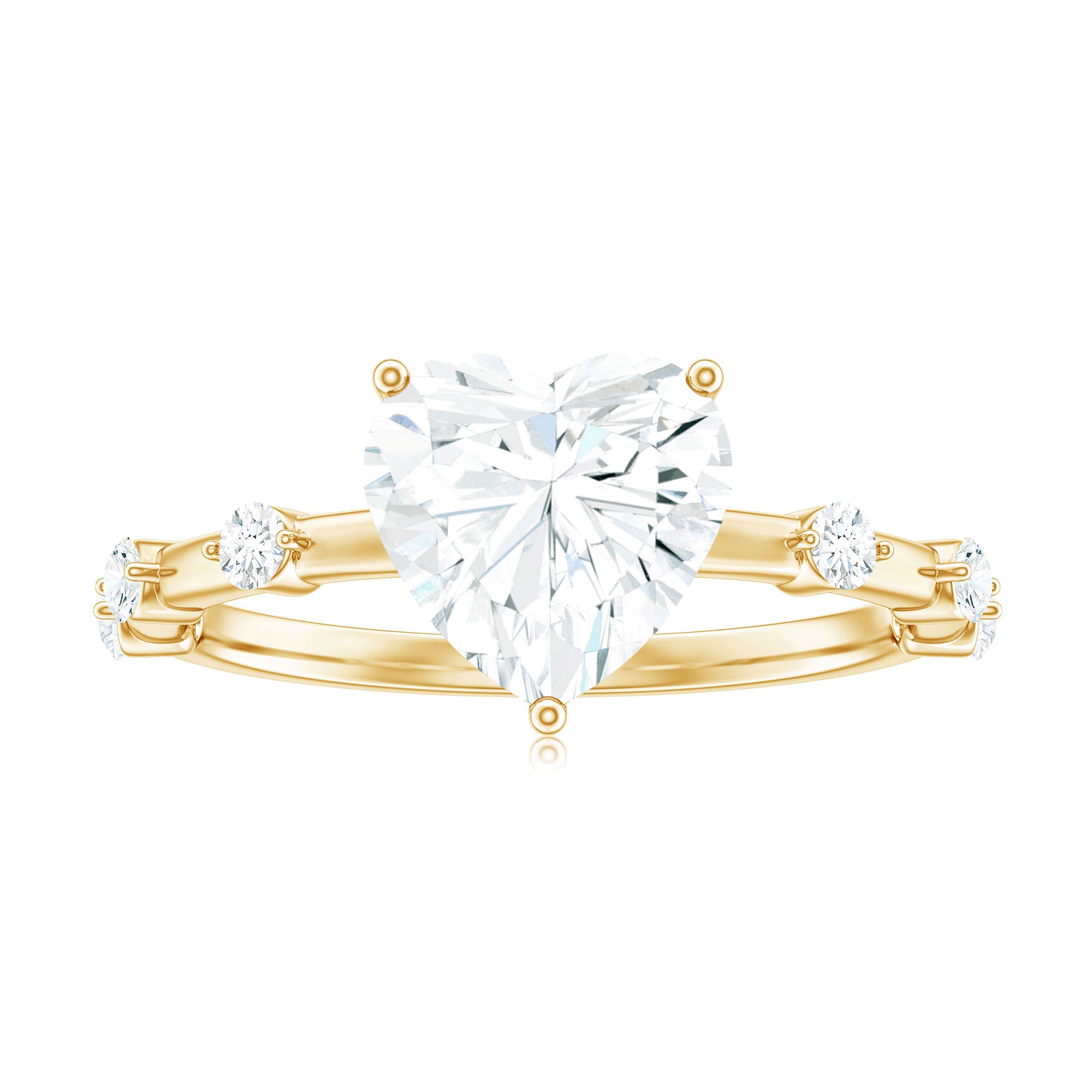 Large Heart Shape Moissanite Solitaire Engagement Ring in Gold Moissanite - ( D-VS1 ) - Color and Clarity - Rosec Jewels