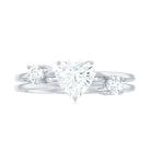 Heart Shape Moissanite Double Band Promise Ring in Gold Moissanite - ( D-VS1 ) - Color and Clarity - Rosec Jewels