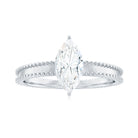 Marquise Cut Moissanite Solitaire Ring with Beaded Details Moissanite - ( D-VS1 ) - Color and Clarity - Rosec Jewels