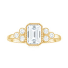 Octagon and Round Cut Moissanite Designer Ring in Gold Moissanite - ( D-VS1 ) - Color and Clarity - Rosec Jewels