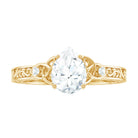 Antique Style Pear Shape Moissanite Solitaire Celtic Knot Ring in Gold Moissanite - ( D-VS1 ) - Color and Clarity - Rosec Jewels